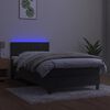 vidaXL Cama box spring c/ colch&atilde;o/LED 100x200cm veludo cinzento-escuro