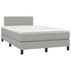 vidaXL Cama box spring c/ colch&atilde;o e LED 120x190 cm tecido cinza-claro
