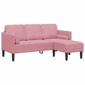 vidaXL Conjunto de Sof&aacute;s com almofada Rosa Poli&eacute;ster