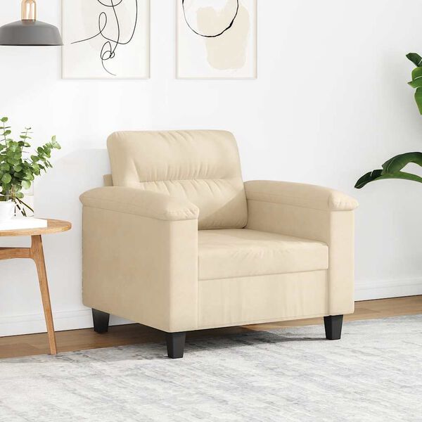 vidaXL Poltrona 60 cm tecido de microfibra cor creme