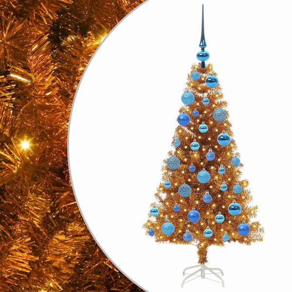 vidaXL &Aacute;rvore de Natal com 150 LEDs com suporte Ouro 120 cm PET