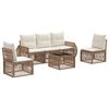 vidaXL Conjunto de Sof&aacute; de Jardim 6 pcs Bege e Branco Creme vime PE