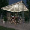 vidaXL Gazebo com cordões de luzes LED 300x300 cm cor creme
