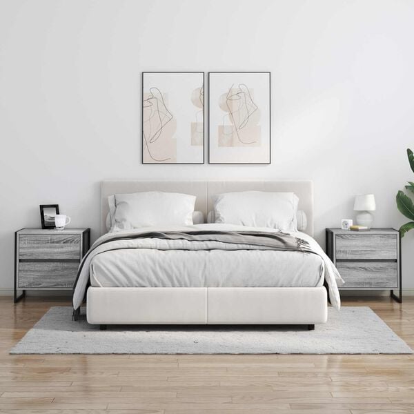 vidaXL Mesa-de-cabeceira com gaveta Cinza Sonoma 50 x 39,5 x 50 cm