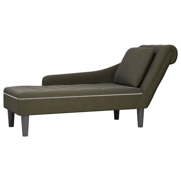 vidaXL Chaise lounge c/ almofada/apoio braços direito couro artificial