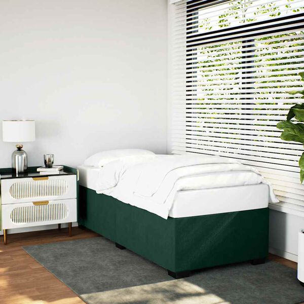 vidaXL Estrutura de cama sem colch&atilde;o 90x200 cm veludo verde-escuro