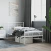 vidaXL Estrutura de cama com cabeceira e p&eacute;s 90x200 cm metal branco