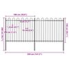 vidaXL Cerca de jardim com arco superior em a&ccedil;o 359x150 cm preta