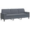 vidaXL Sof&aacute; 3 lug. c/ almofadas decorativas 210 cm veludo cinza-escuro