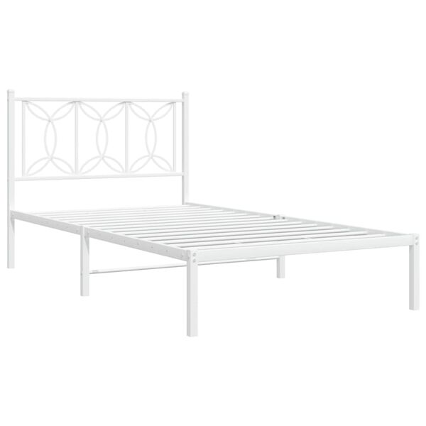 vidaXL Estrutura de cama em metal com cabeceira 107x203 cm branco