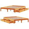 vidaXL Estrutura cama c/ gavetas 140x190 cm pinho maci&ccedil;o castanho-mel