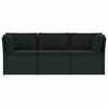 vidaXL 4 pcs conjunto lounge de jardim c/ almofad&otilde;es vime PE preto