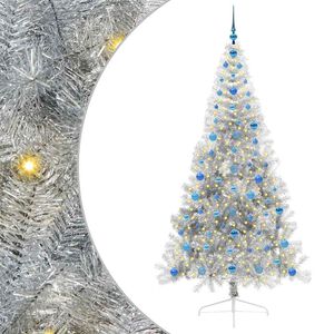 vidaXL &Aacute;rvore de Natal Artificial Pr&eacute;-iluminada Prateado 210 cm PET
