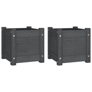 vidaXL Vasos/floreiras de jardim 2 pcs 31x31x31 cm pinho maci&ccedil;o cinza