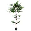 vidaXL Planta Ficus Artificial Verde 85 x 18 x 160 cm Tecido e Madeira