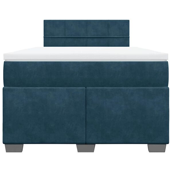 vidaXL Cama boxspring com colch&atilde;o 120x200 cm veludo azul-escuro