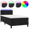 vidaXL Cama box spring c/ colch&atilde;o/LED 90x200 cm veludo preto