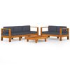 vidaXL 5 pcs conj. lounge de jardim c/ almofad&otilde;es cinza-escuro ac&aacute;cia