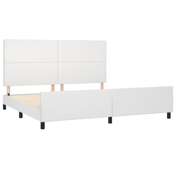 vidaXL Estrutura cama c/ cabeceira couro artificial 200x200 cm branco
