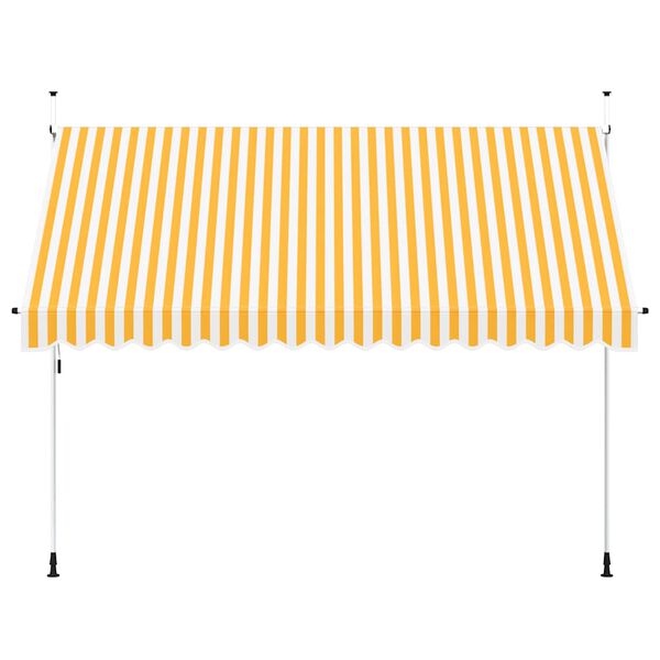 vidaXL Toldo retr&aacute;til manual 350 cm riscas laranjas e brancas