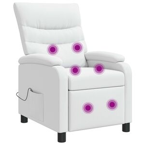 vidaXL Recliner de Massagem Branco Couro Sint&eacute;tico