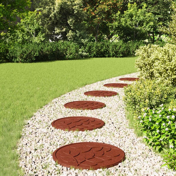 vidaXL Pedra Passo 6 pcs Vermelho &Oslash; 44 x 2 cm Borracha