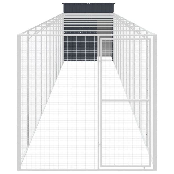 vidaXL Casota p/ cães c/ parque 165x1271x181cm aço galvaniz. antracite