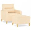 vidaXL Poltrona com apoio de p&eacute;s 60 cm tecido cor creme