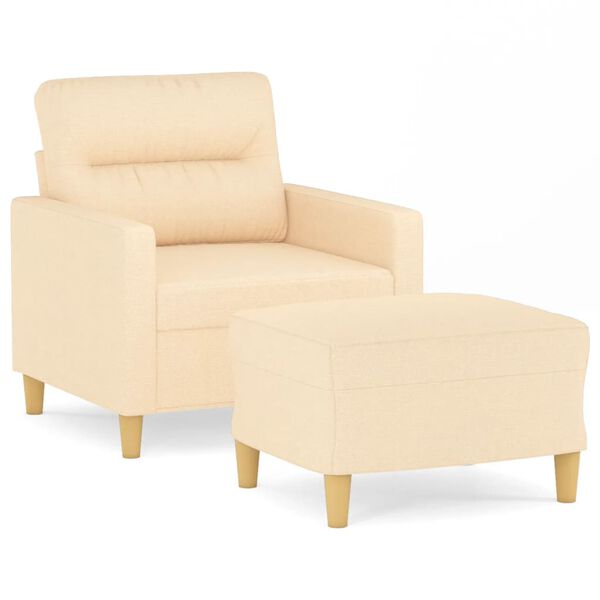 vidaXL Poltrona com apoio de p&eacute;s 60 cm tecido cor creme