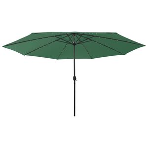 vidaXL Guarda-sol de jardim com luzes LED 400 cm verde