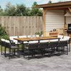 vidaXL 13 pcs conjunto de jantar p/jardim com almofad&otilde;es vime PE preto
