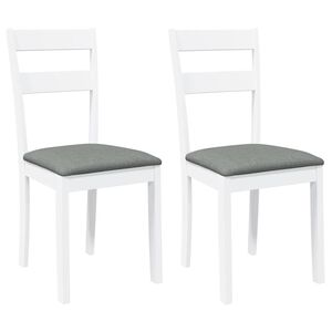 vidaXL Cadeiras de jantar com almofad&otilde;es 2 pcs madeira maci&ccedil;a branco