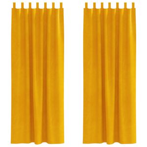 vidaXL Cortinas opacas 2 pcs Amarelo Mostarda 140 x 225 cm Veludo