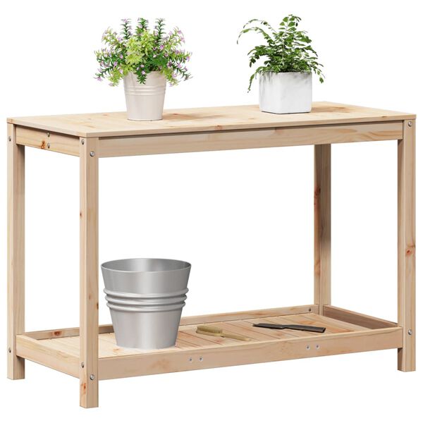 vidaXL Mesa de jardinagem com prateleira 108x50x75 cm pinho maci&ccedil;o
