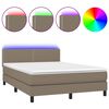 vidaXL Cama box spring colch&atilde;o/LED 140x190cm tecido cinza-acastanhado