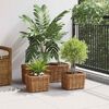 vidaXL Cesta de Plantas com armazenamento 3 pcs Castanho Rattan Kubu