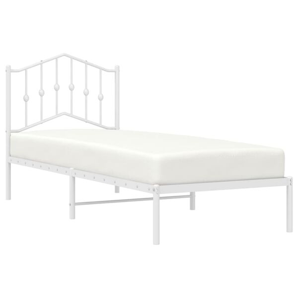 vidaXL Estrutura de cama sem colch&atilde;o com cabeceira 75x190 cm branco