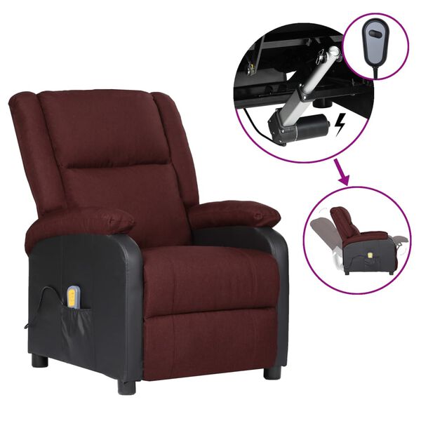 vidaXL Poltrona de massagens elétrica couro artificial/tecido roxo