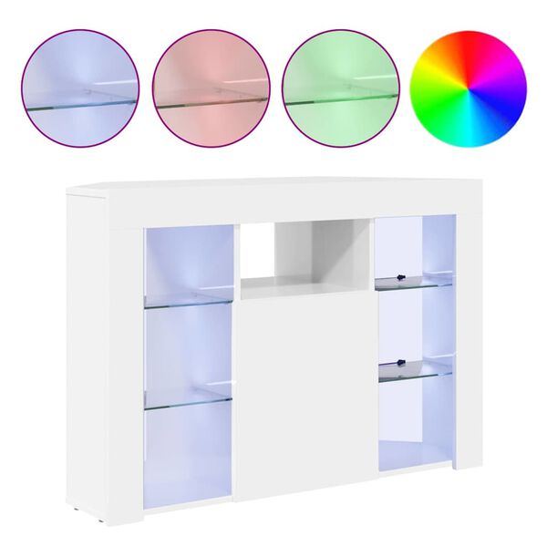 vidaXL Criado-mudo de LED para TV de Canto Branco Alto Brilho