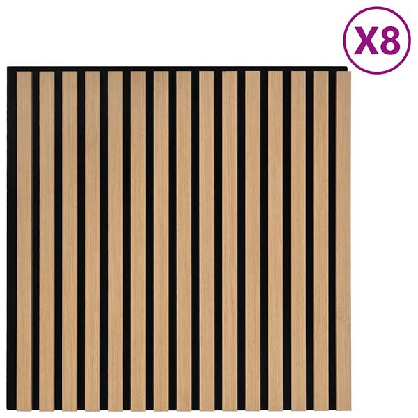 vidaXL Painéis de parede acústicos 8 pcs ripado 60,5x60 cm