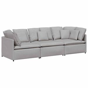 vidaXL Sof&aacute; modular com almofadas tecido cinzento nublado