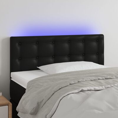 vidaXL Cabeceira de cama c/ LED couro artificial 100x5x78/88 cm preto