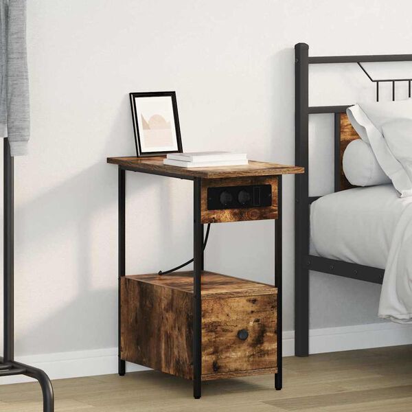 vidaXL Arm&aacute;rio de Cabeceira Carvalho Defumado 60 x 30 x 61 cm