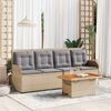 vidaXL 3 pcs conjunto lounge de jardim com almofad&otilde;es vime PE bege