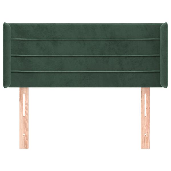 vidaXL Cabeceira de cama c/ abas veludo 103x16x78/88cm verde-escuro