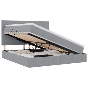 vidaXL Cama com arruma&ccedil;&atilde;o e LED Cinzento-claro 180 x 200 cm Poli&eacute;ster