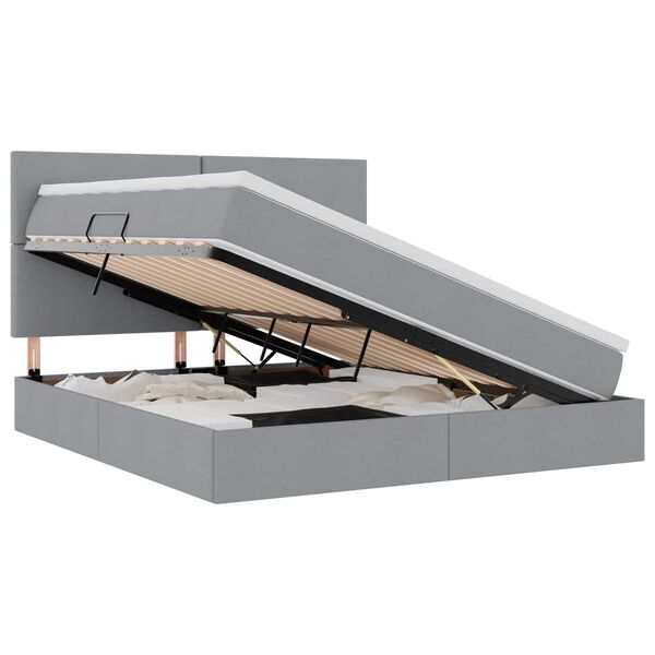 vidaXL Cama com arruma&ccedil;&atilde;o e LED Cinzento-claro 180 x 200 cm Poli&eacute;ster