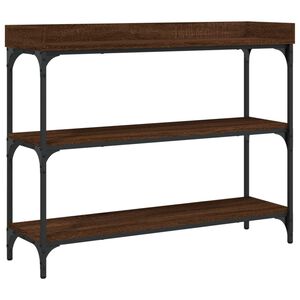 vidaXL Mesa consola c/ prateleiras 100x30x80 cm carvalho castanho