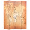 vidaXL Biombo dobr&aacute;vel mapa mundo 160x170 cm amarelo
