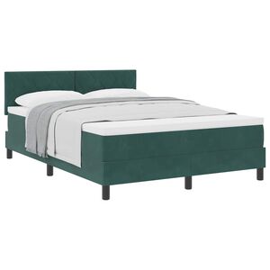 vidaXL Cama Box com colch&atilde;o Verde Escuro 140 x 190 cm Veludo